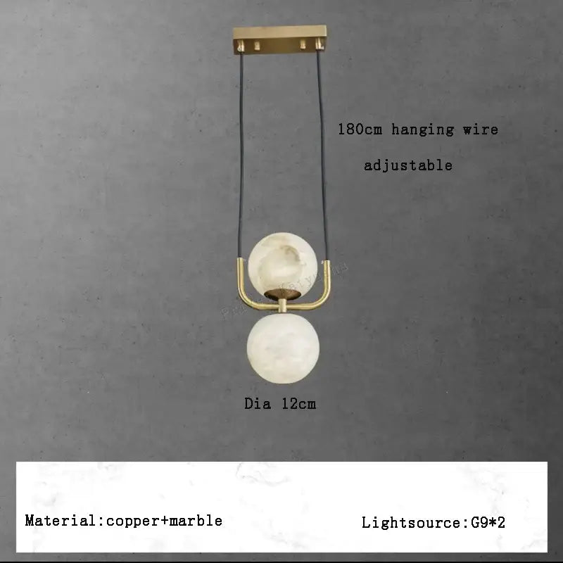 Modern gold and white marble pendant lights for dining room