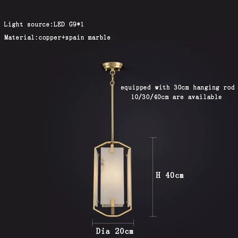 Modern gold and white marble pendant lights for dining room