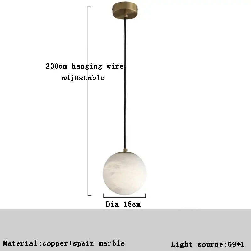 Modern gold and white marble pendant lights for dining room