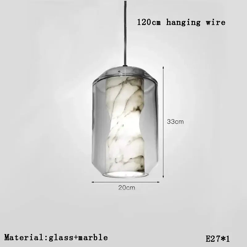 Modern gold and white marble pendant lights for dining room