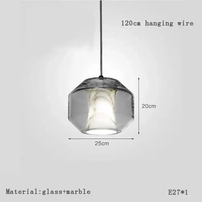Modern gold and white marble pendant lights for dining room
