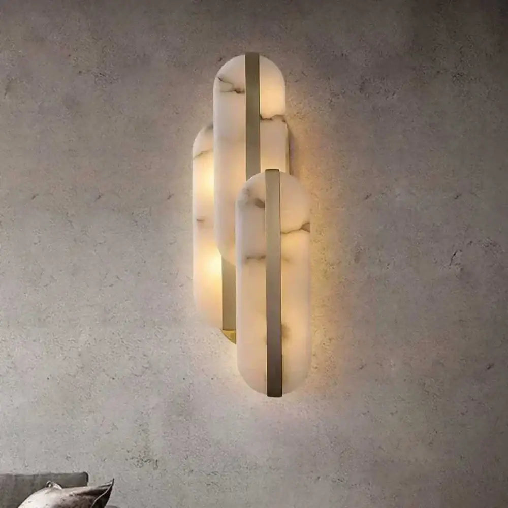 Modern oval marble wall lamp gold & copper bedroom sconce