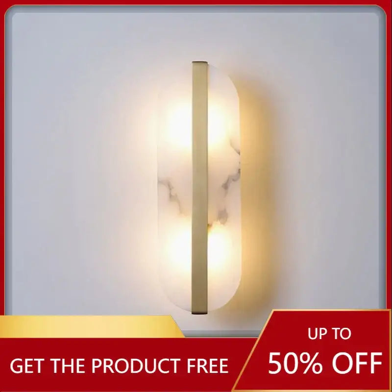 Modern oval marble wall lamp gold & copper bedroom sconce