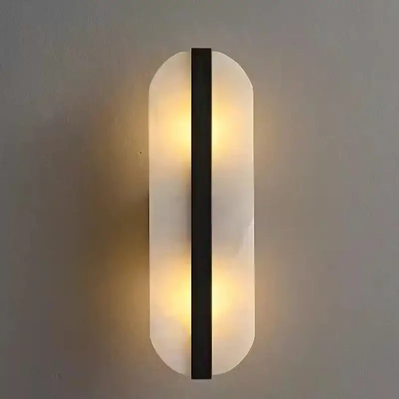 Modern oval marble wall lamp gold & copper bedroom sconce