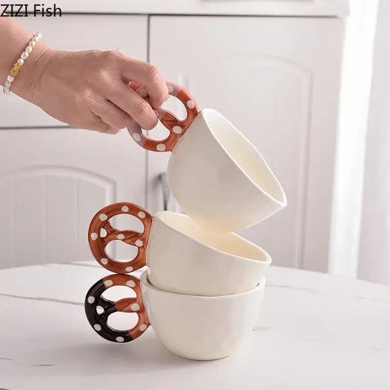 Polka dot biscuit mug ceramic cup and saucer set kitchen decor