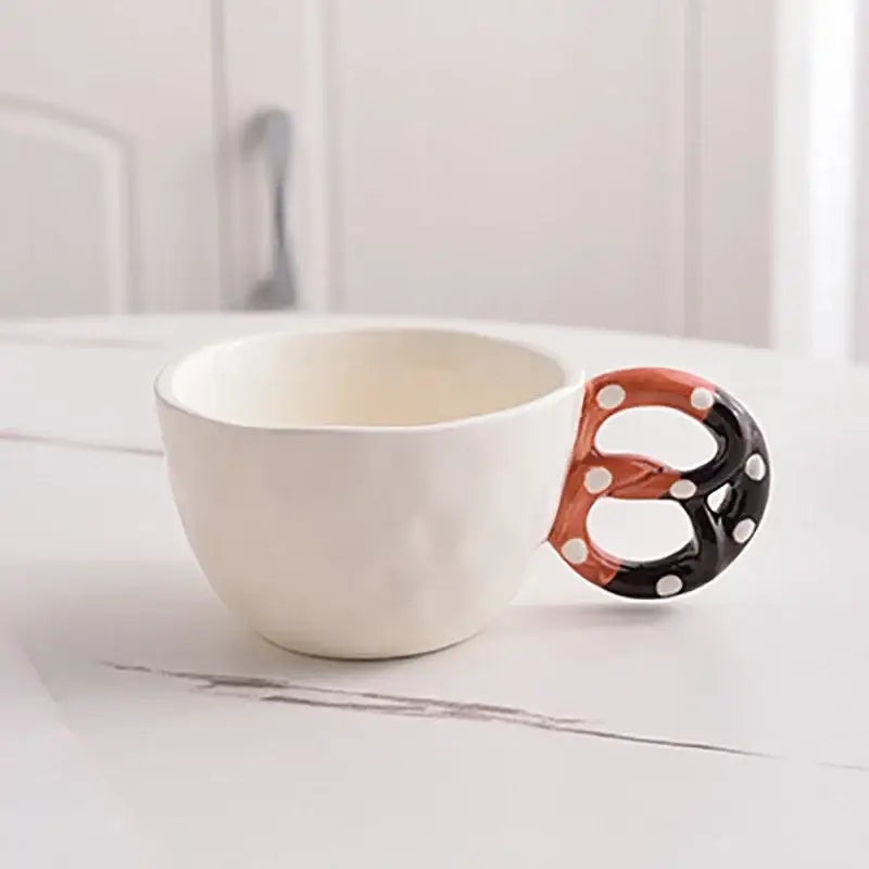 Polka dot pretzel biscuit mug and saucer set dining room ceramic cup