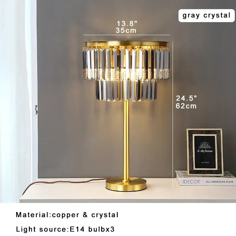 Luxury gold brass crystal floor lamp living room lighting set