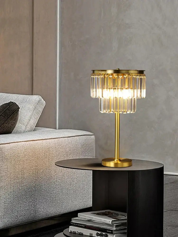 Luxury gold brass crystal floor lamp living room lighting set
