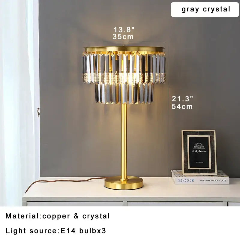 Luxury gold brass crystal floor lamp living room lighting set