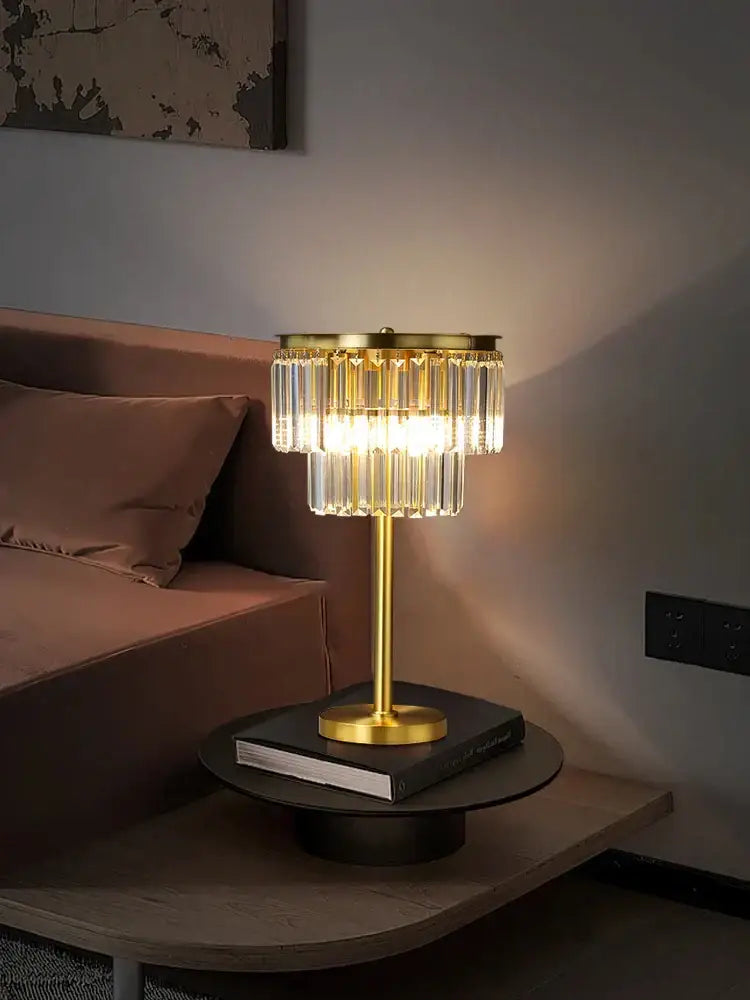 Luxury gold brass crystal floor lamp living room lighting set