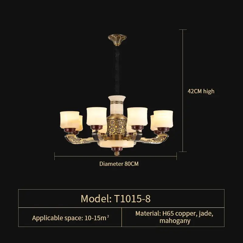 Luxury copper marble jade chandelier for living room lighting