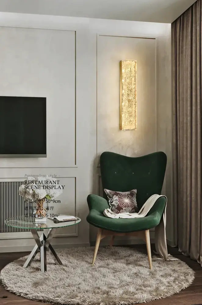 Modern textured glass copper wall lamp bedroom luxury sconce
