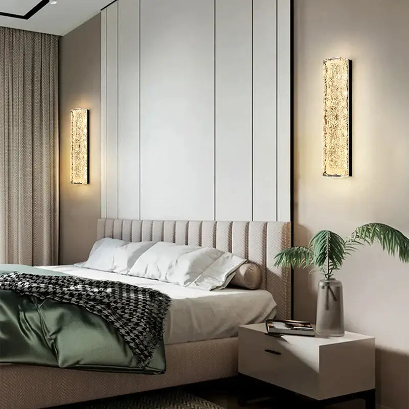 Modern textured glass copper wall lamp bedroom luxury sconce