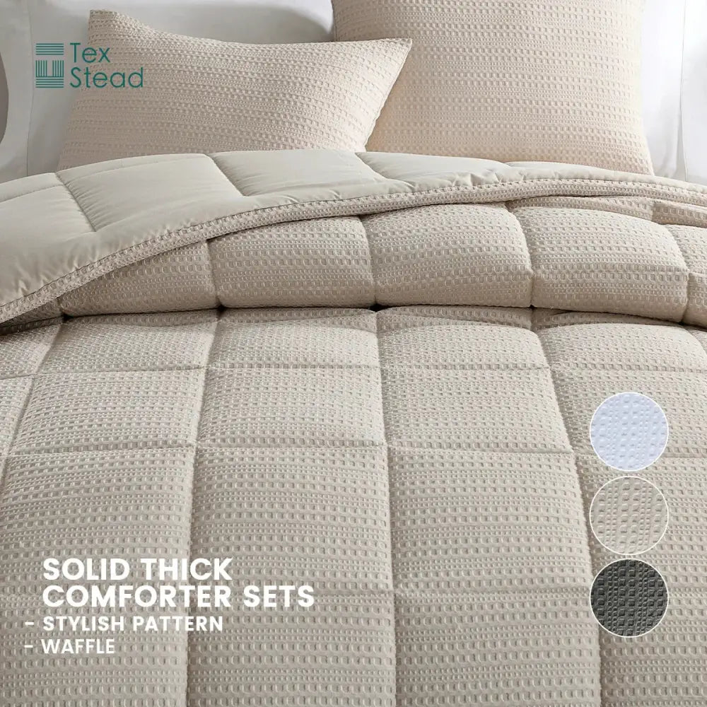 Waffle textured dark gray season bed comforter bedroom set