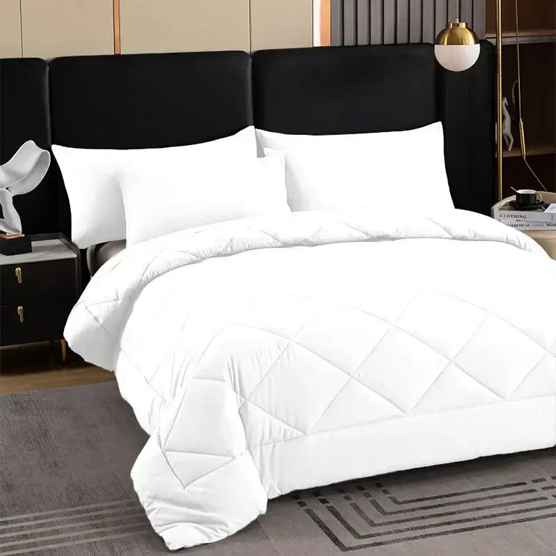 White diamond stitched brushed duvet quilt – bedroom comforter