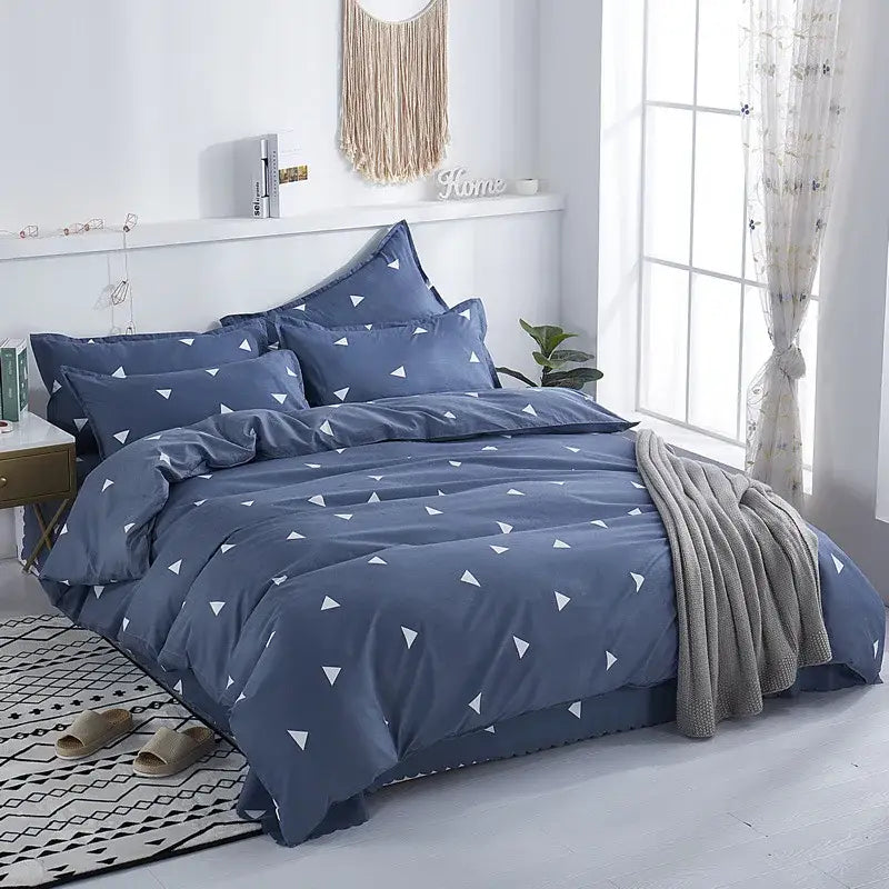 Floral blue & white lightweight duvet cover bedroom bedding set
