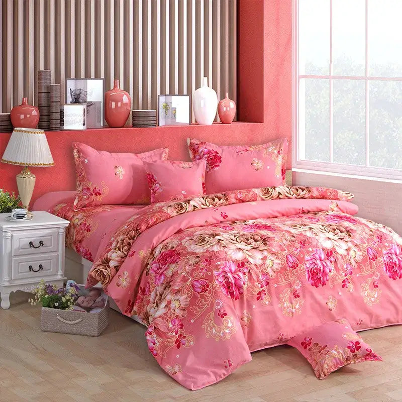 Floral blue & white lightweight duvet cover bedroom bedding set