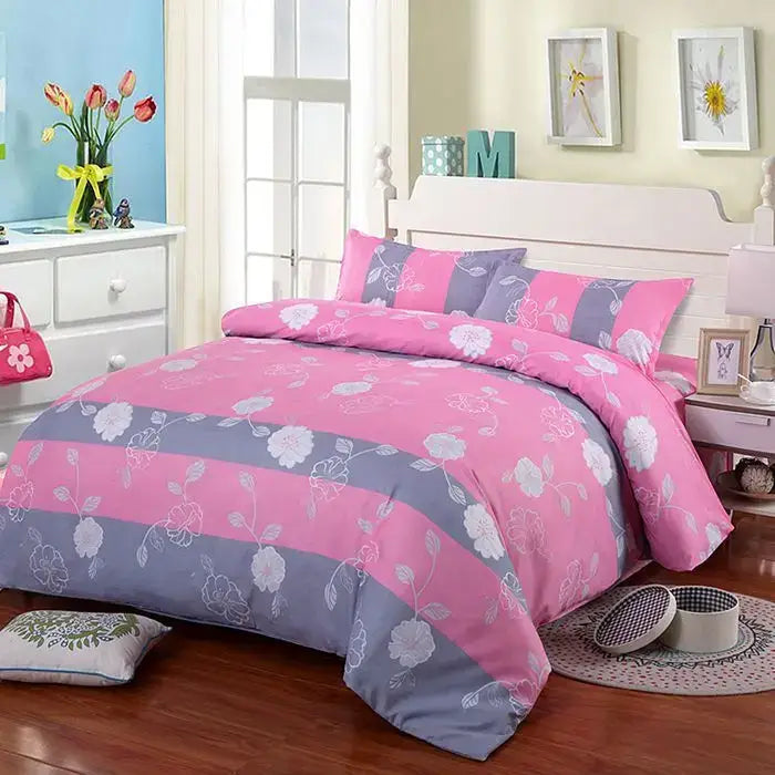 Floral blue & white lightweight duvet cover bedroom bedding set