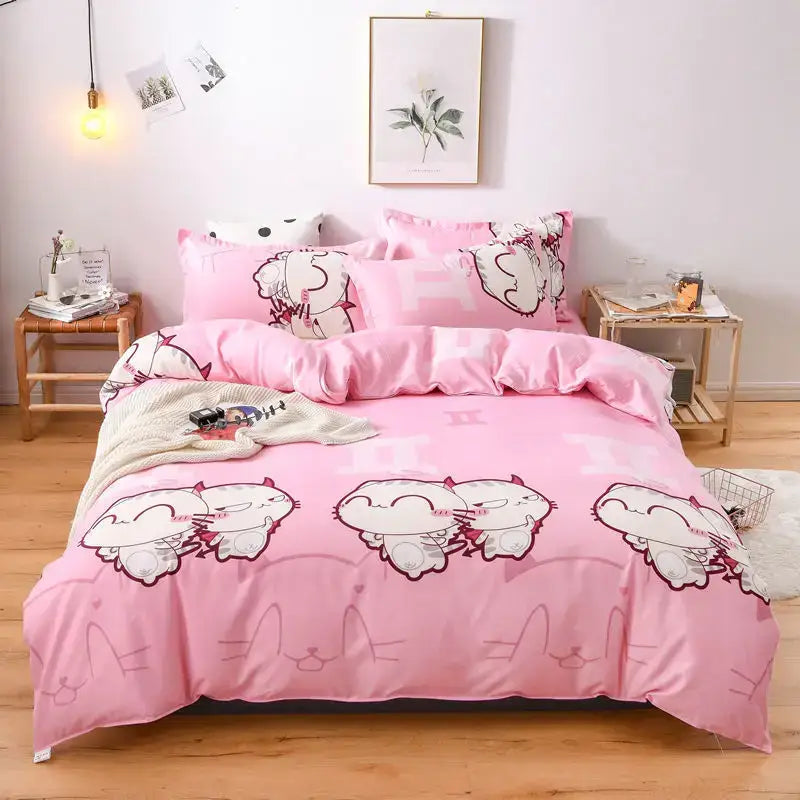 Floral blue & white lightweight duvet cover bedroom bedding set