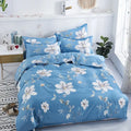 Floral blue & white lightweight duvet cover bedroom bedding set