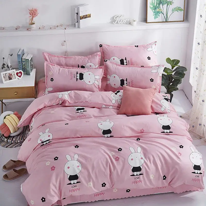 Floral blue & white lightweight duvet cover bedroom bedding set