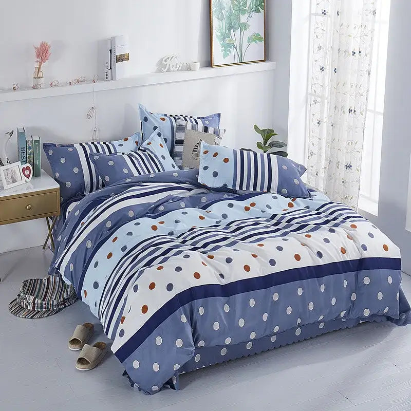 Floral blue & white lightweight duvet cover bedroom bedding set