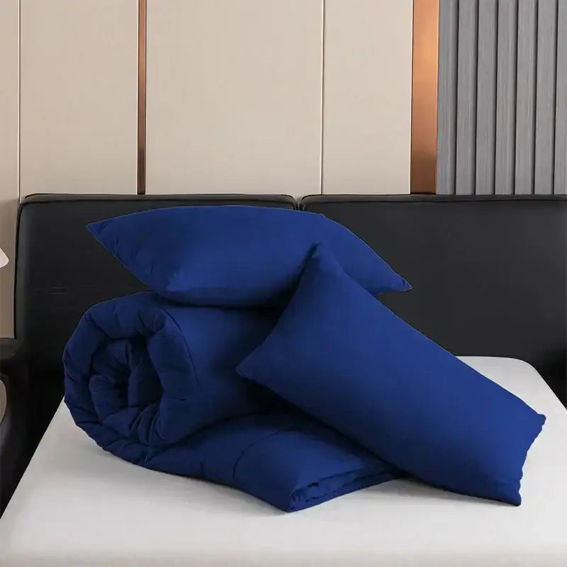 Modern royal blue quilted duvet set bedroom plush comforter