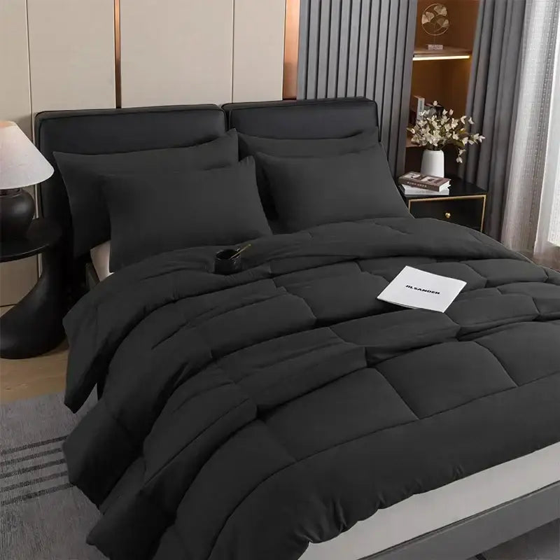 Modern royal blue quilted duvet set bedroom plush comforter