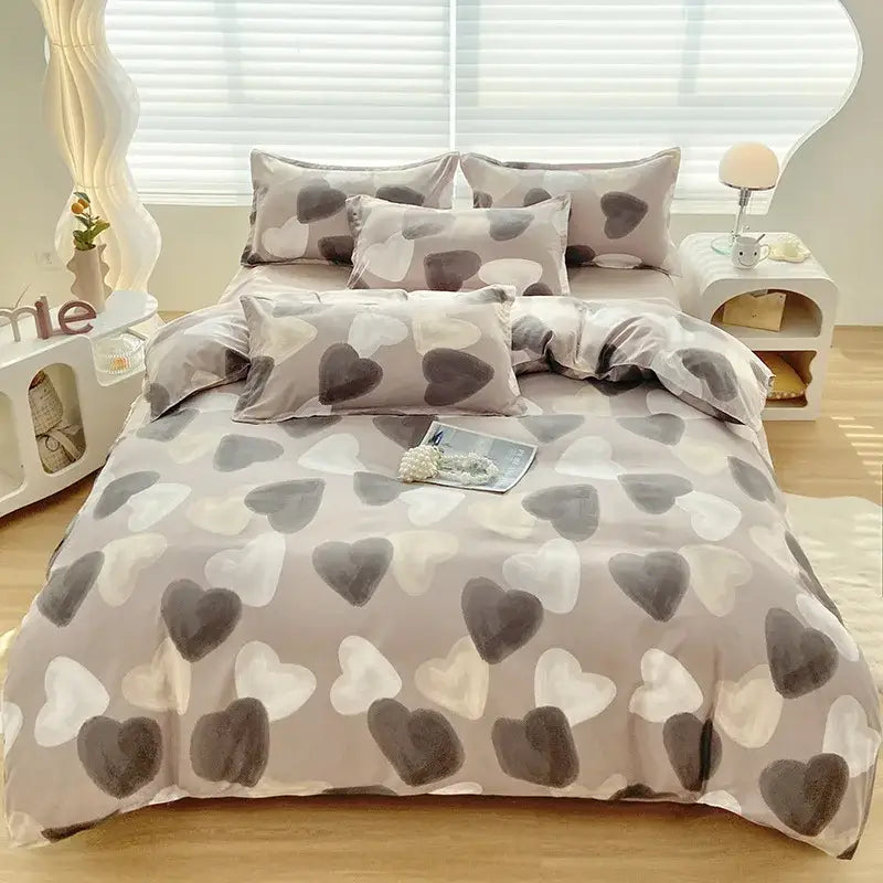 Abstract green & yellow aloe cotton printed bedding set bedroom
