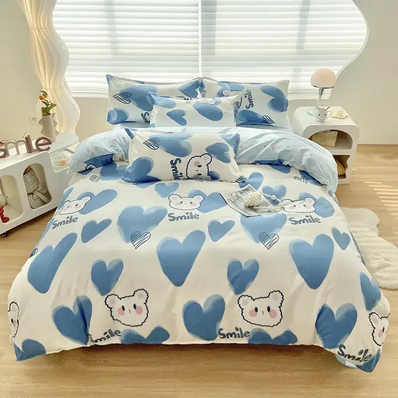 Abstract green & yellow aloe cotton printed bedding set bedroom