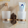 Antique brass double tumbler holder bathroom light with frosted glass