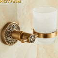 Antique brass floral cup holder bathroom wall mounted towel ring