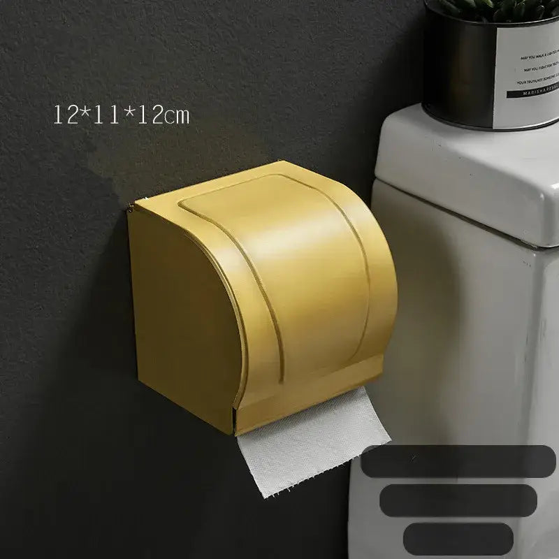 Modern brushed gold toilet paper holder with box bathroom storage