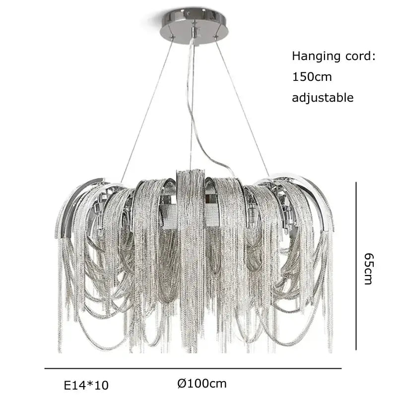Modern aluminum chain pendant lights dining room glass chandelier
