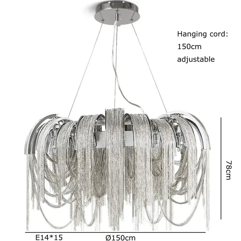 Modern aluminum chain pendant lights dining room glass chandelier
