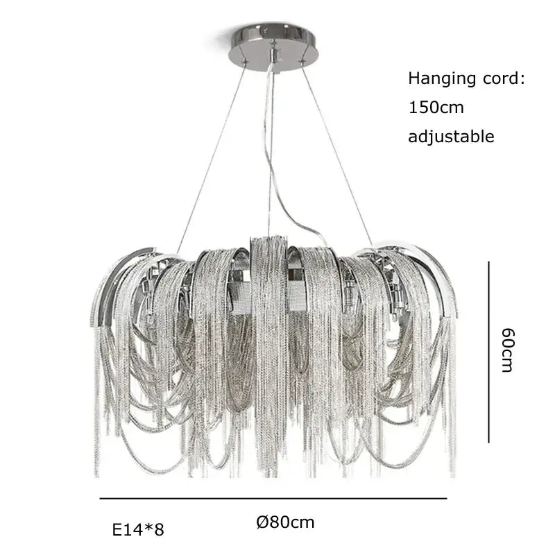 Modern aluminum chain pendant lights dining room glass chandelier