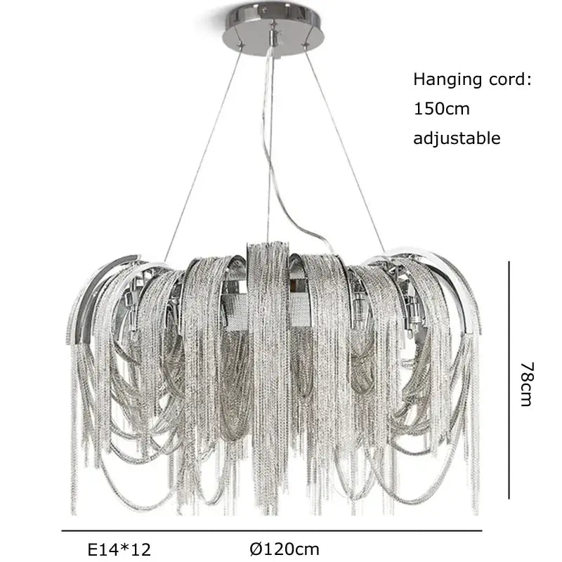 Modern aluminum chain pendant lights dining room glass chandelier