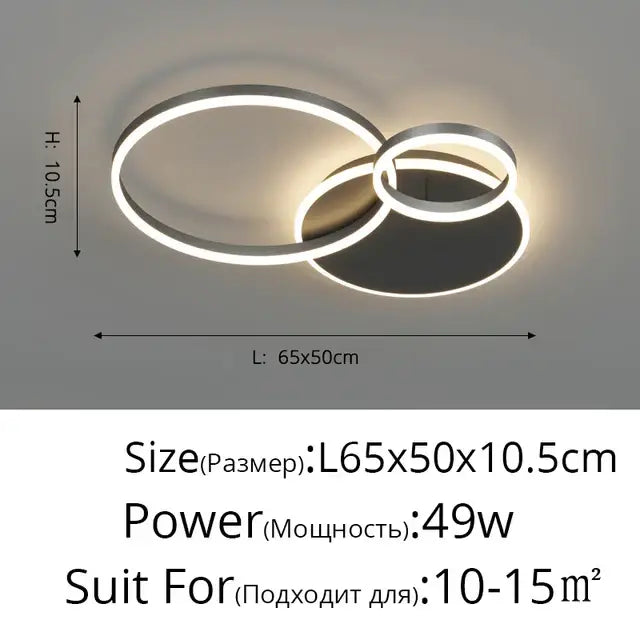 Modern minimalist aluminum circle led chandelier for living room