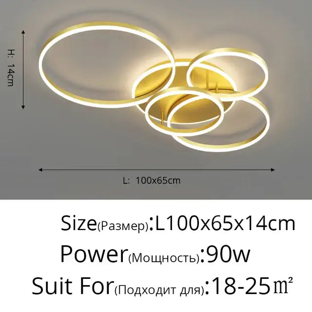 Modern minimalist aluminum circle led chandelier for living room