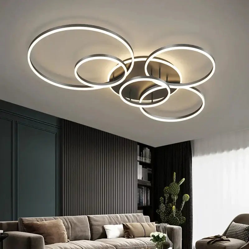 Modern minimalist aluminum circle led chandelier for living room