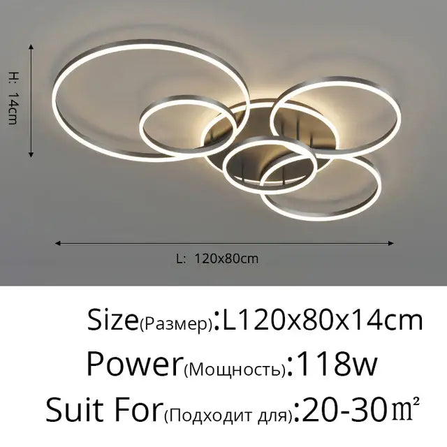 Modern minimalist aluminum circle led chandelier for living room