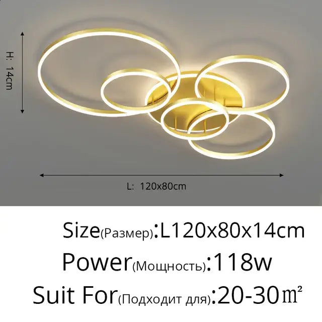 Modern minimalist aluminum circle led chandelier for living room