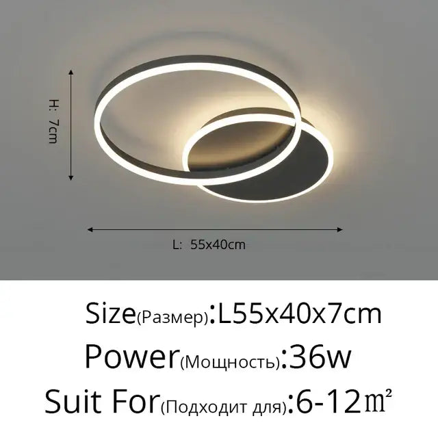 Modern minimalist aluminum circle led chandelier for living room