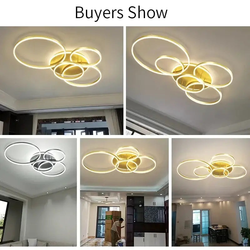 Modern minimalist aluminum circle led chandelier for living room