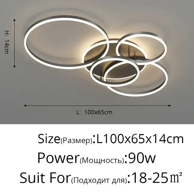 Modern minimalist aluminum circle led chandelier for living room