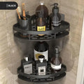 Modern black two-tier corner shower storage rack – bathroom shelf