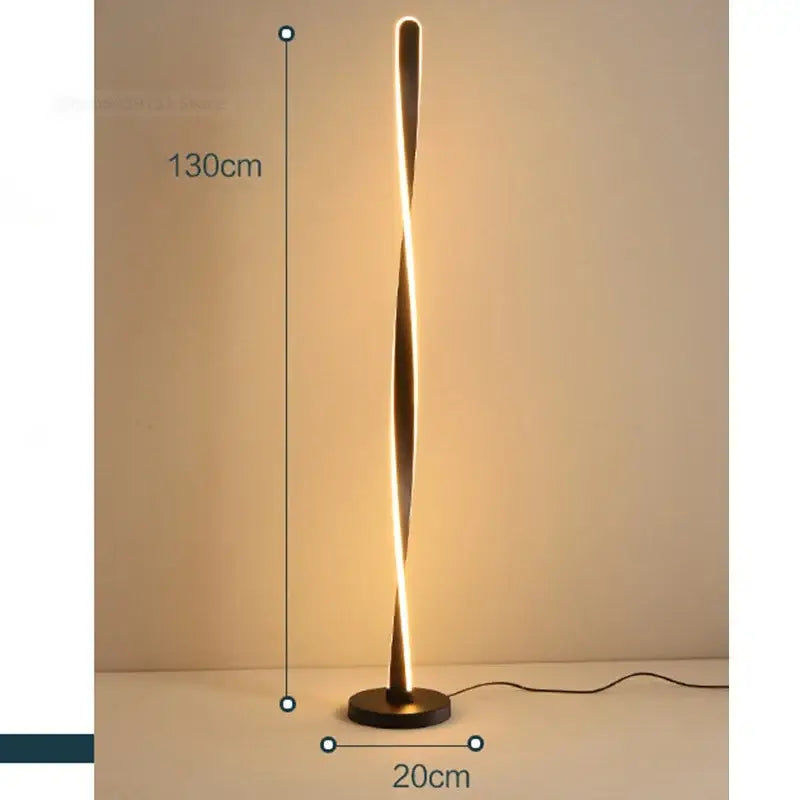 Modern golden twisted aluminum floor lamp living room led dimmable light