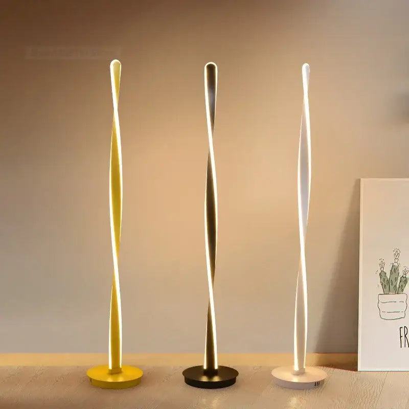 Modern golden twisted aluminum floor lamp living room led dimmable light