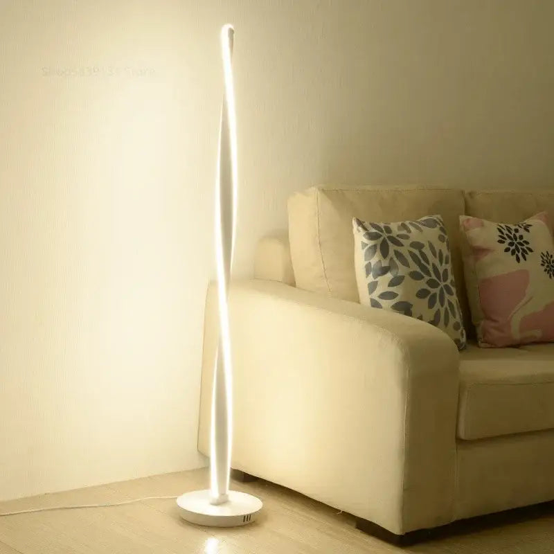 Modern golden twisted aluminum floor lamp living room led dimmable light