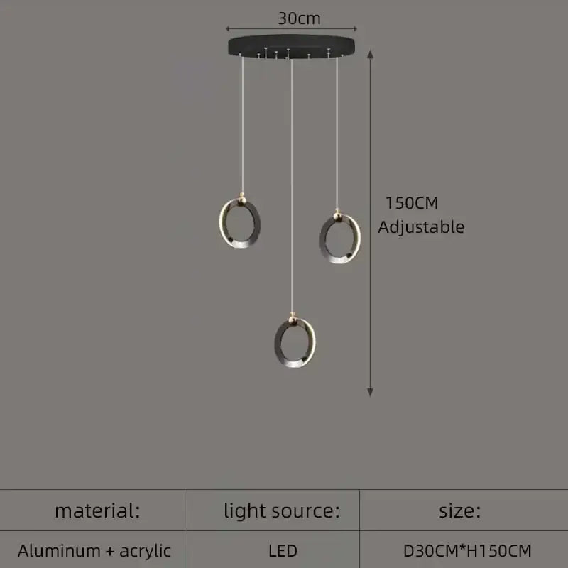 Modern minimalist aluminum led chandelier staircase ring light